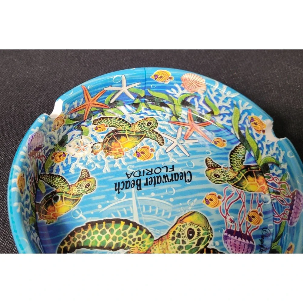 Clearwater Beach, Florida Souvenir Ceramic Ashtray Sea Turtles Marinine Life